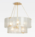 Willamette Glass Round Chandelier 2-Tier 32''-Brass-Clear-Blushlighting