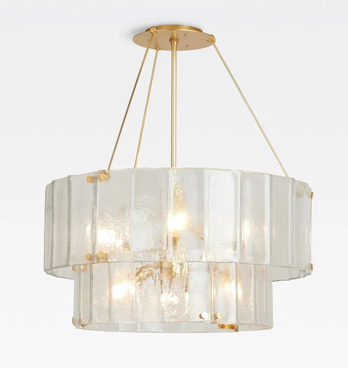 Willamette Glass Round Chandelier 2-Tier 32''-Brass-Clear-Blushlighting