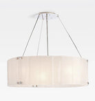 Willamette Glass Round Chandelier 32"-Nickel-Pearl White-Blushlighting