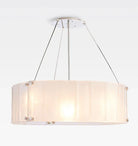 Willamette Glass Round Chandelier 32"-Nickel-White-Blushlighting