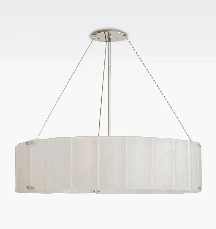 Willamette Glass Round Chandelier 48''-Nickel-White-Blushlighting