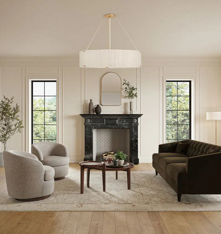 Willamette Glass Round Chandelier 48''-Brass-Pearl White-Blushlighting