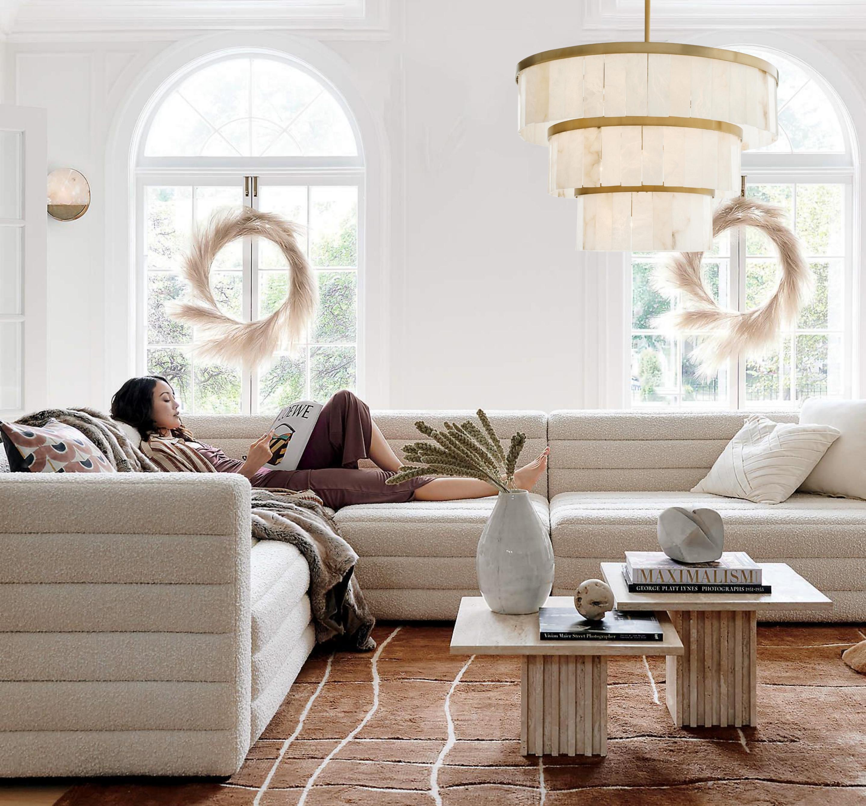 Windham Alabaster 3 Tier Chandelier-chandelier-Blushlighting