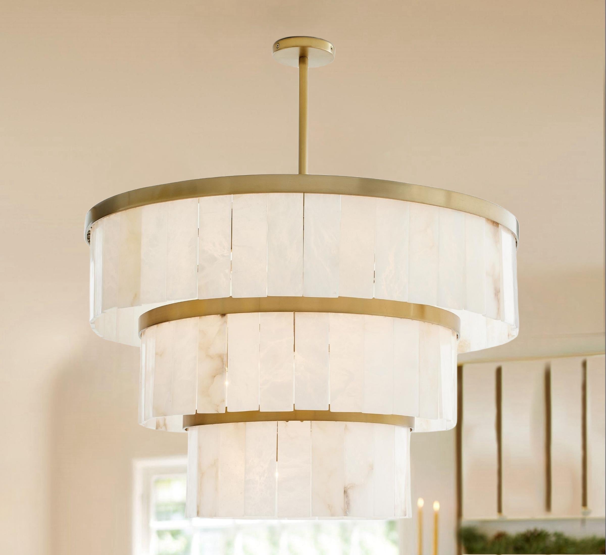 Windham Alabaster 3 Tier Chandelier - BlackBlushlighting