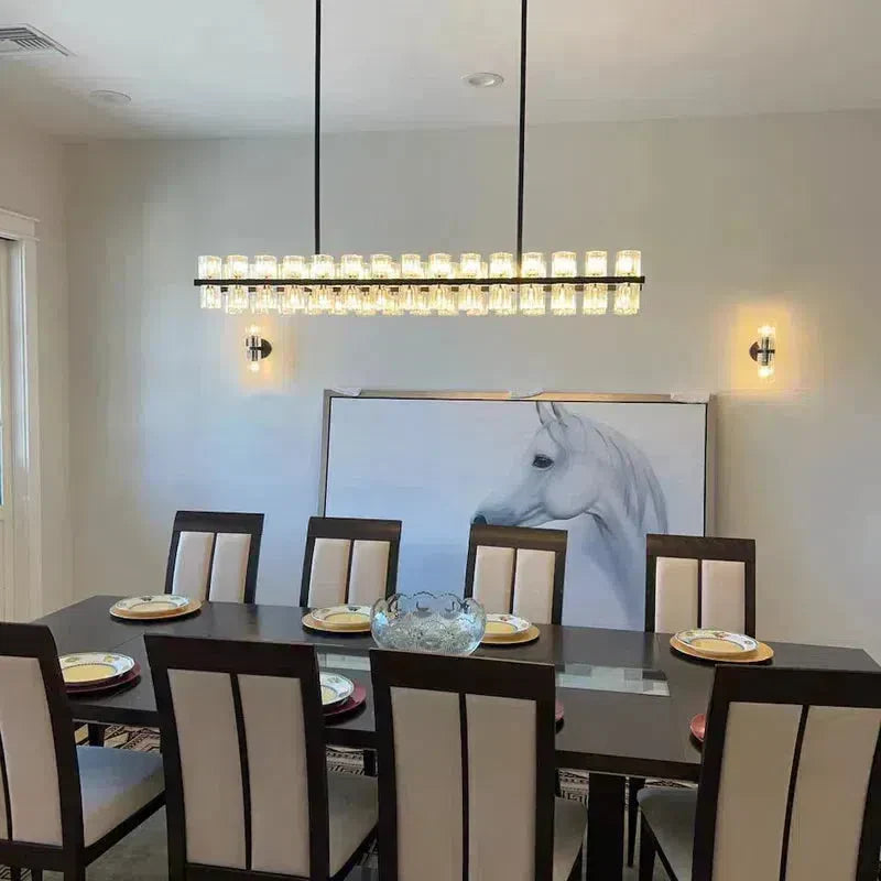 Arcachen Crystal Rectangular Chandelier 54"