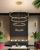 WOMO Large Tiered Ring LED Foyer Chandelier-WM2160 - 4 RingsGoldenWarm White & No dimmableBlushlighting
