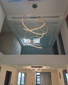 WOMO Large Tiered Ring LED Foyer Chandelier-WM2160 - 5 RingsGolden3 White Colors & Dimmable with RemoteBlushlighting