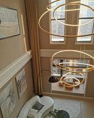 WOMO Large Tiered Ring LED Foyer Chandelier-WM2160 - 8 RingsGoldenWarm White & No dimmableBlushlighting