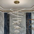 WOMO Large Tiered Ring LED Foyer Chandelier-WM2160 - 9 RingsGoldenWarm White & No dimmableBlushlighting