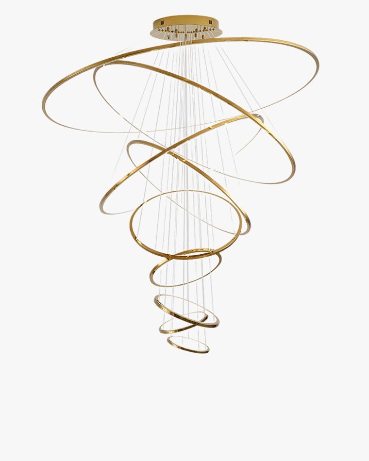 WOMO Large Tiered Ring LED Foyer Chandelier-WM2160 - 4 RingsGoldenWarm White & No dimmableBlushlighting