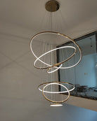 WOMO Large Tiered Ring LED Foyer Chandelier-WM2160 - 6 RingsGoldenWarm White & No dimmableBlushlighting