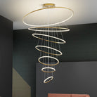WOMO Large Tiered Ring LED Foyer Chandelier-WM2160 - 7 RingsGoldenWarm White & No dimmableBlushlighting