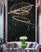 WOMO Large Tiered Ring LED Foyer Chandelier-WM2160 - 8 RingsGolden3 White Colors & Dimmable with RemoteBlushlighting
