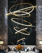 WOMO Large Tiered Ring LED Foyer Chandelier-WM2160 - 4 RingsGoldenWarm White & No dimmableBlushlighting