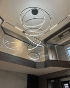 WOMO Large Tiered Ring LED Foyer Chandelier-WM2160 - 7 RingsShiny BlackWarm White & No dimmableBlushlighting