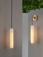 Wrenna Alabaster Flute Wall Lamp - D 7cm x H 38cm / ∅ 2.8″ x H 15″Brass＆White1 pieceBlushlighting
