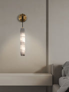 Wrenna Alabaster Flute Wall Lamp - D 7cm x H 38cm / ∅ 2.8″ x H 15″Brass＆White1 pieceBlushlighting