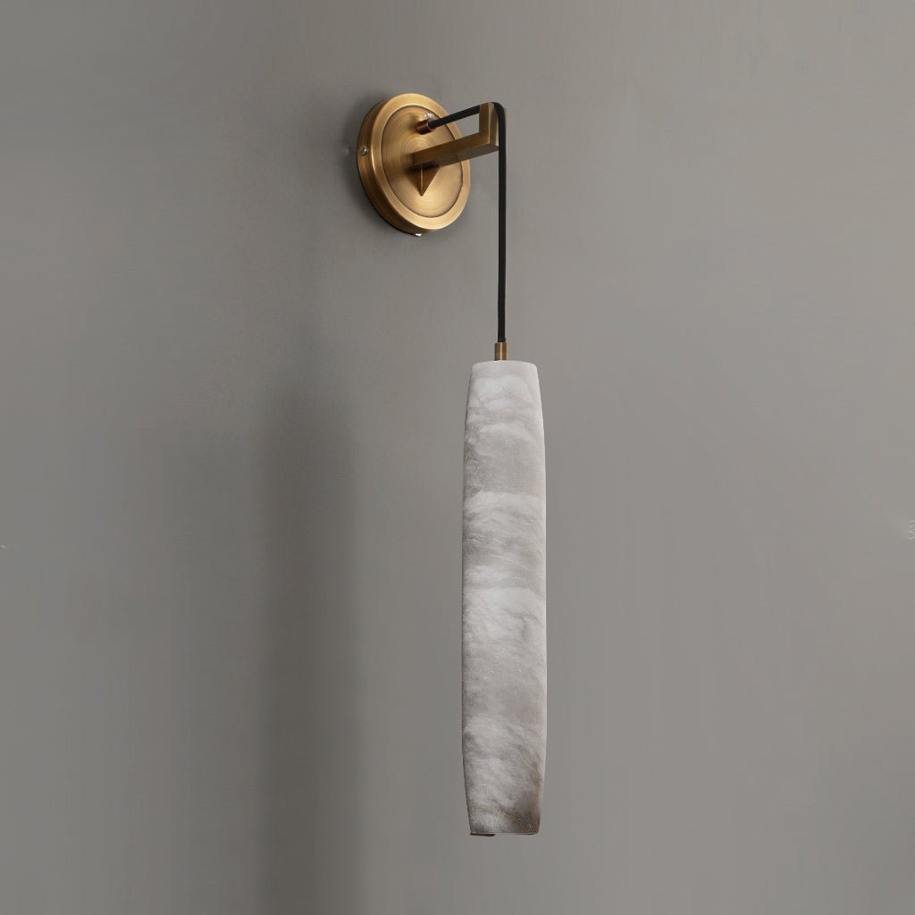 Wrenna Alabaster Flute Wall Lamp - D 7cm x H 38cm / ∅ 2.8″ x H 15″Brass＆White1 pieceBlushlighting