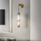 Wrenna Alabaster Flute Wall Lamp - D 7cm x H 38cm / ∅ 2.8″ x H 15″Brass＆White1 pieceBlushlighting