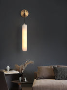 Wrenna Alabaster Flute Wall Lamp - D 7cm x H 38cm / ∅ 2.8″ x H 15″Brass＆White1 pieceBlushlighting