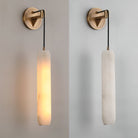 Wrenna Alabaster Flute Wall Lamp - D 7cm x H 38cm / ∅ 2.8″ x H 15″Brass＆White1 pieceBlushlighting
