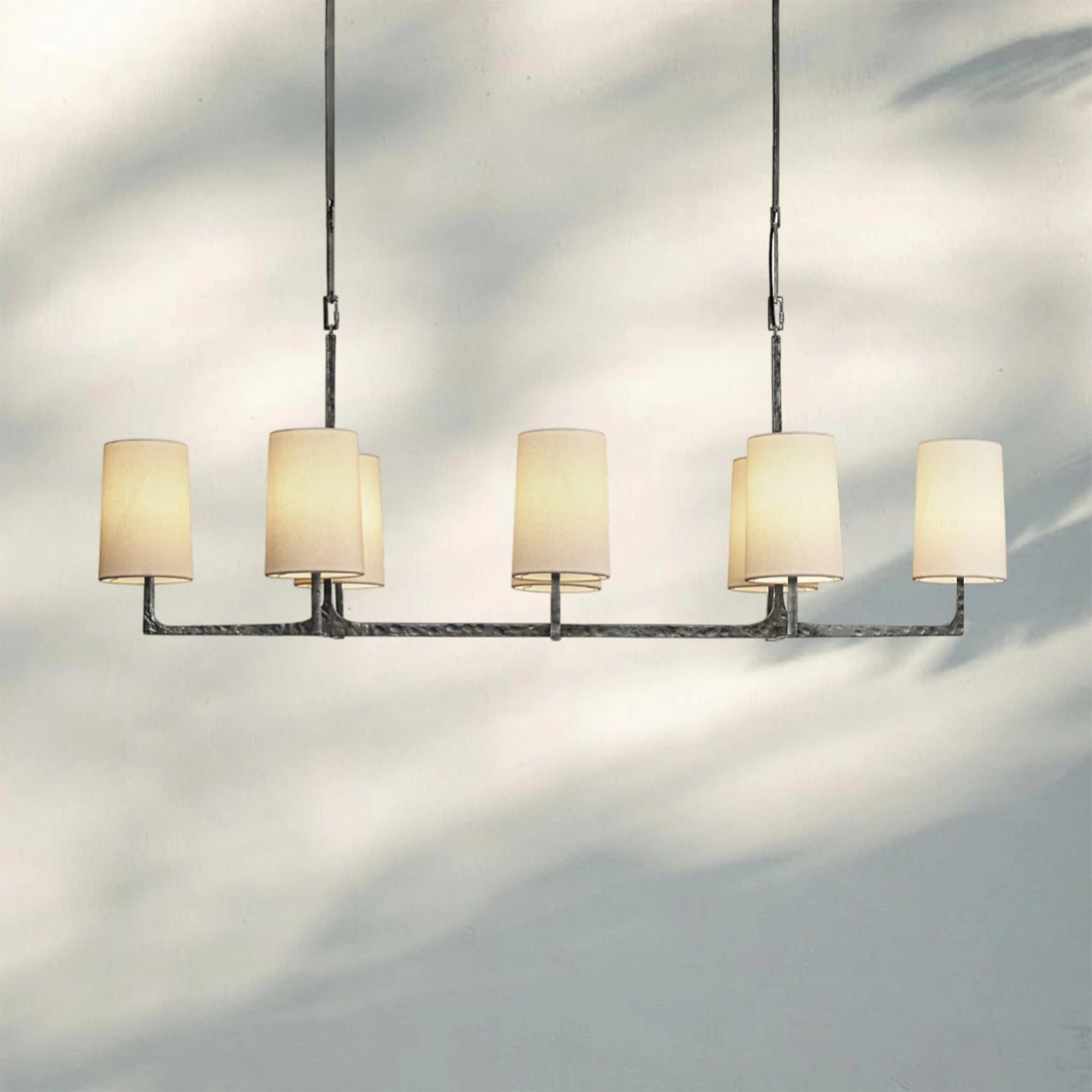 Wrighy Linear Chandelier 54'' 72''-54''-Hammered Iron-