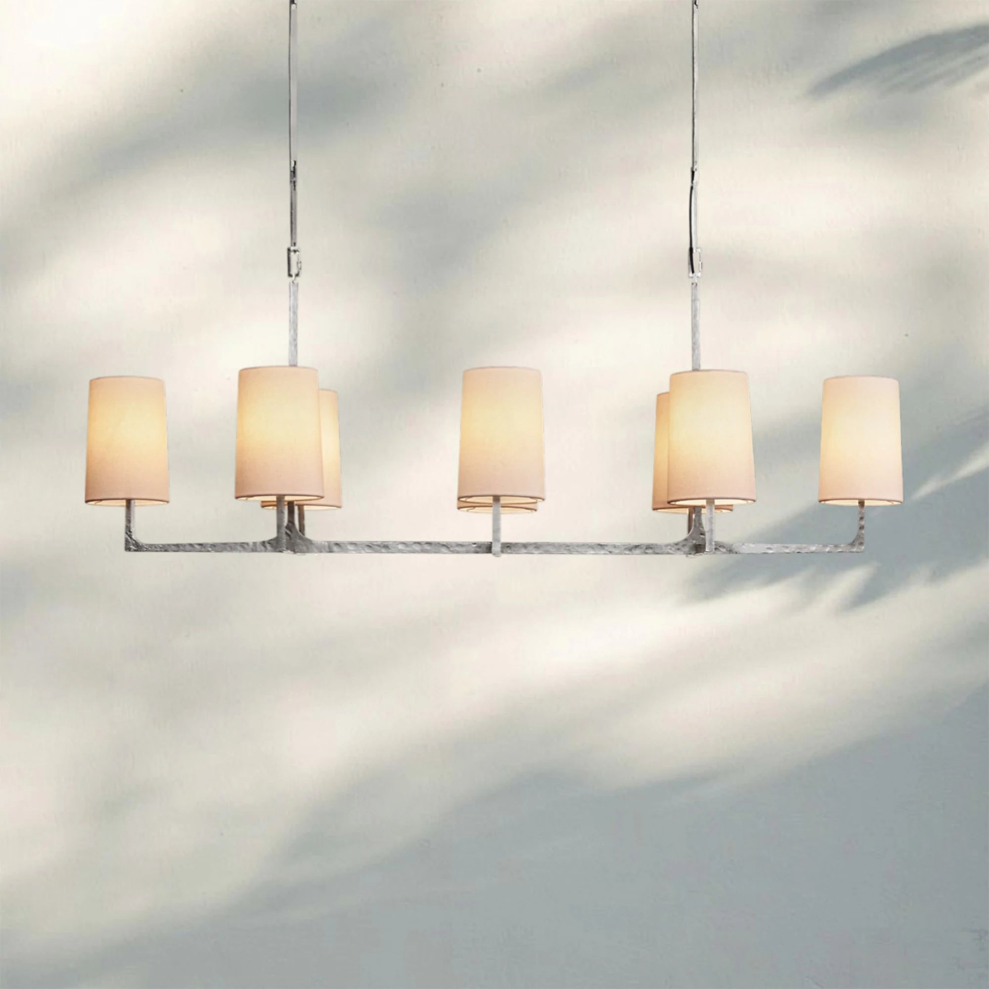 Wrighy Linear Chandelier 54'' 72''-54''-Hammered Pewter-