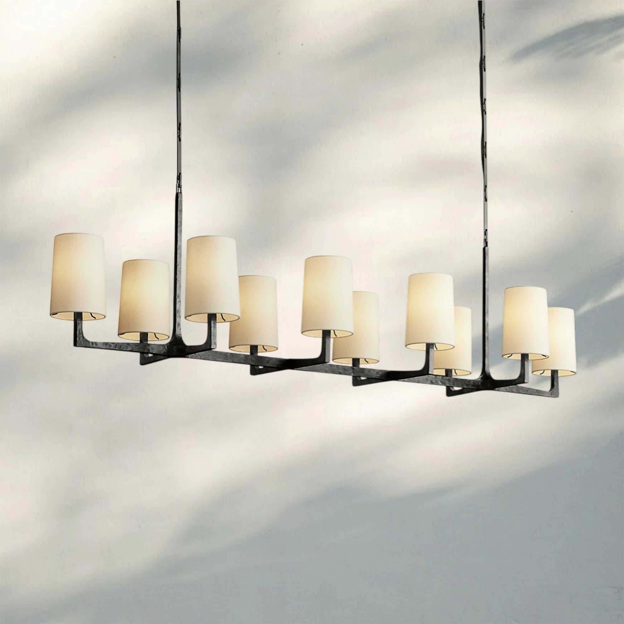 Wrighy Linear Chandelier 54'' 72''-72''-Hammered Iron-