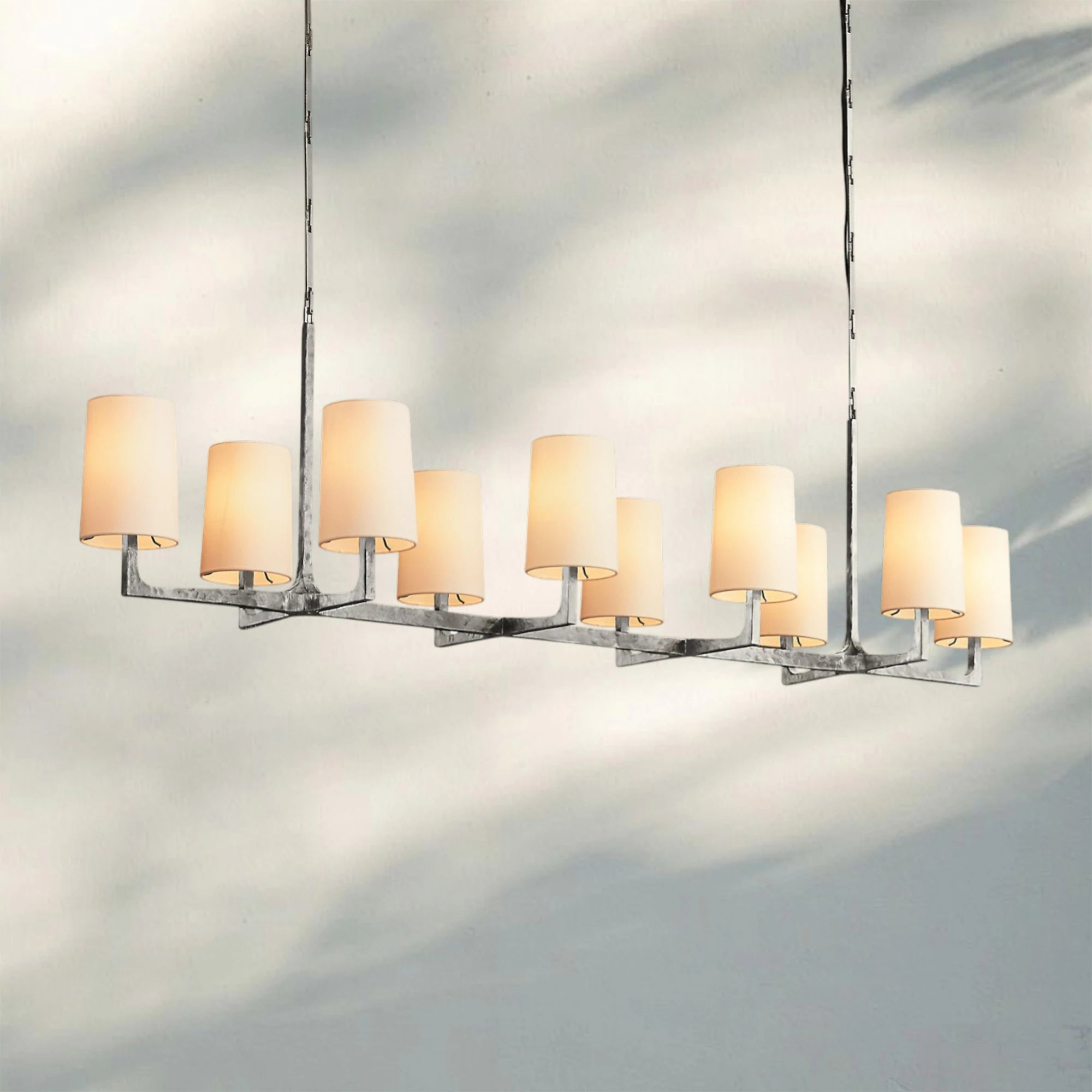 Wrighy Linear Chandelier 54'' 72''-72''-Hammered Pewter-