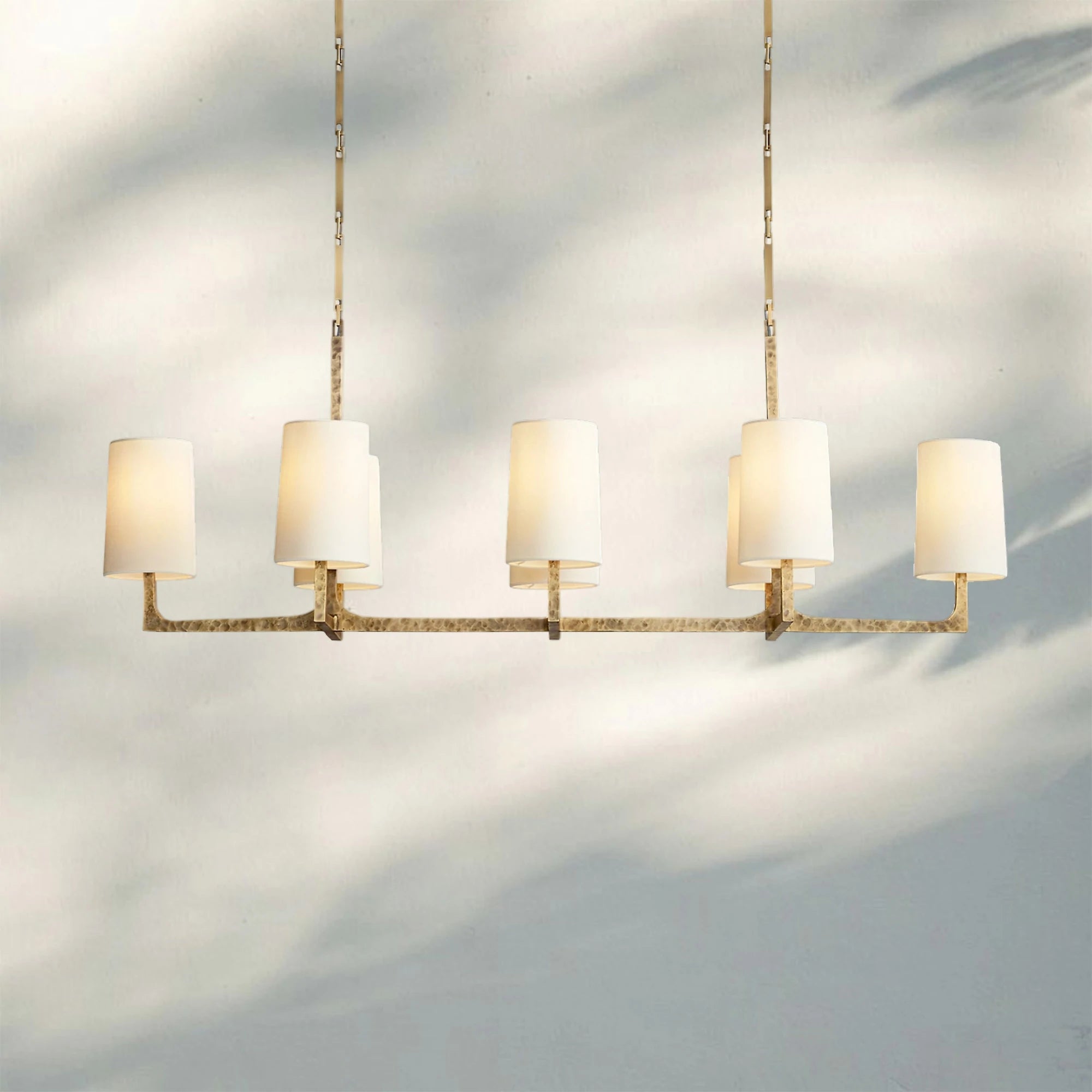 Wrighy Linear Chandelier 54'' 72''-54''-Hammered Brass-