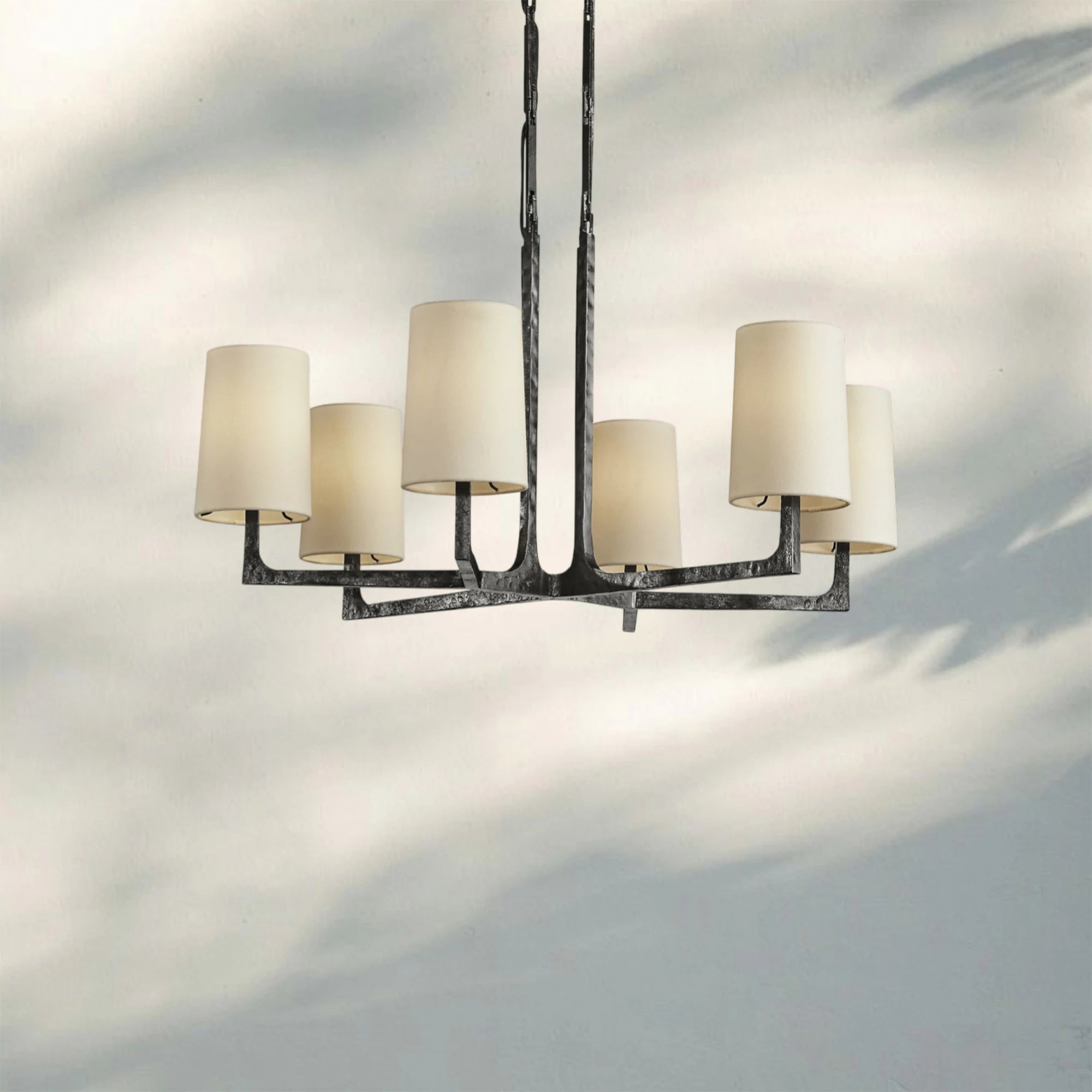 Wrighy Round Chandelier 36'' 48'' 60''-36''-Hammered Iron-