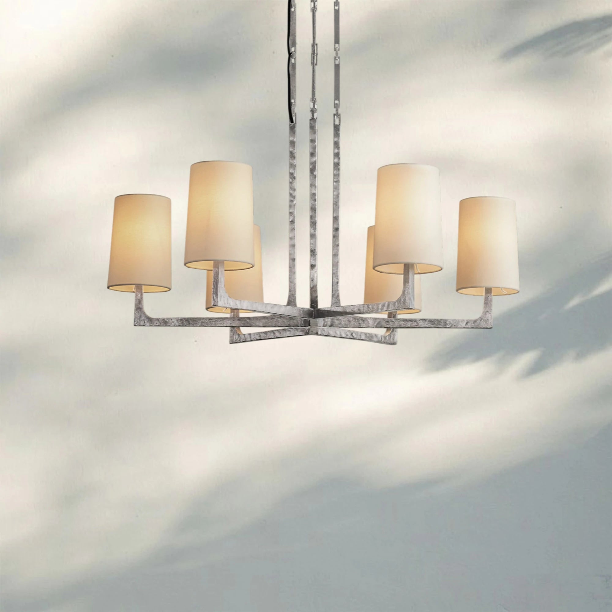 Wrighy Round Chandelier 36'' 48'' 60''-36''-Hammered Pewter-