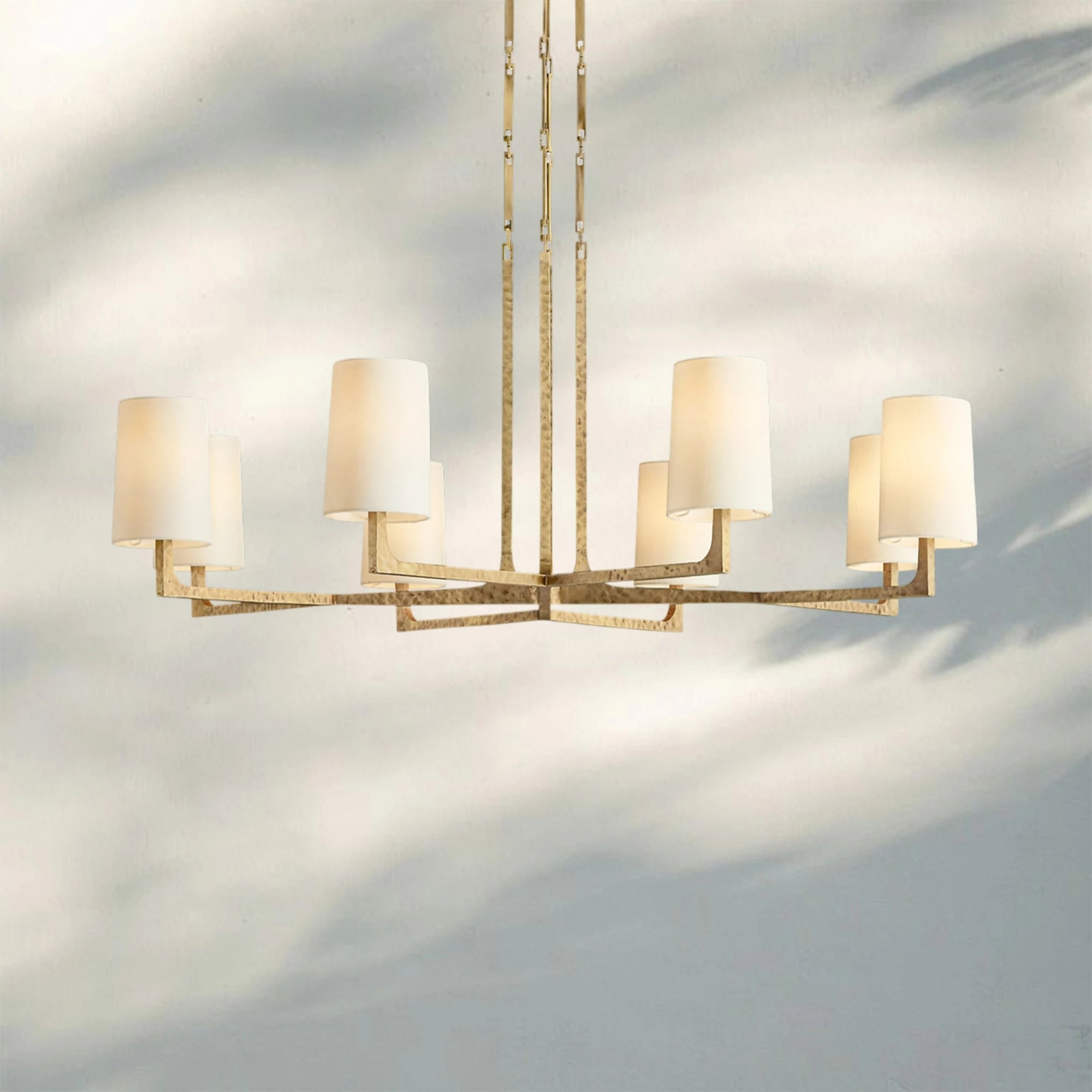 Wrighy Round Chandelier 36'' 48'' 60''-48''-Hammered Brass-