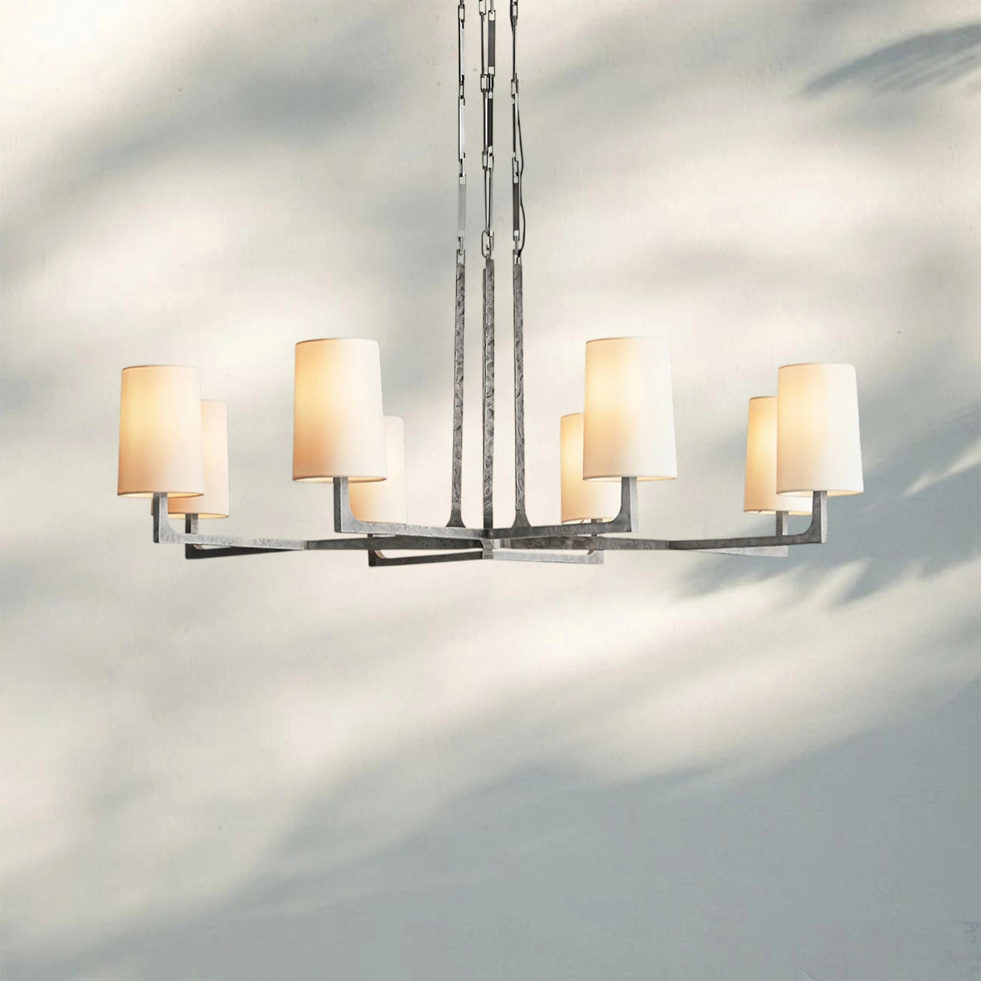 Wrighy Round Chandelier 36'' 48'' 60''-48''-Hammered Pewter-