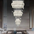 Yina White Ceramic Tulip Chandelier For Staircase-Chandeliers-Blushlighting-Blushlighting