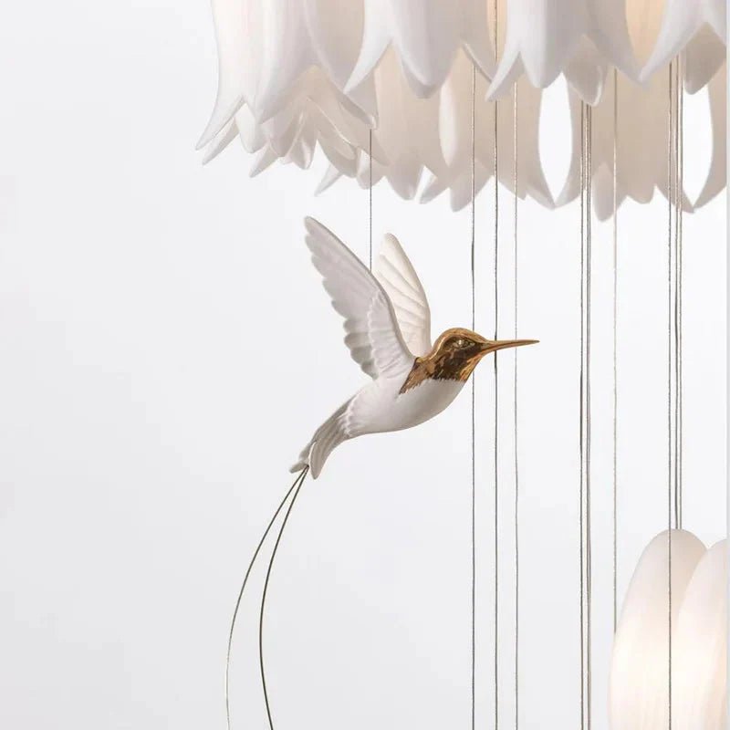 Yina White Ceramic Tulip Chandelier For Staircase-Chandeliers-Blushlighting-Blushlighting