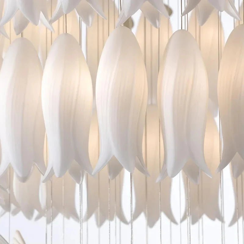 Yina White Ceramic Tulip Chandelier For Staircase-Chandeliers-Blushlighting-Blushlighting
