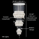 Yina White Ceramic Tulip Chandelier For Staircase-Chandeliers-Blushlighting-Blushlighting