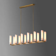 Lydia Modern Linear Glass Chandelier Over Dining Table