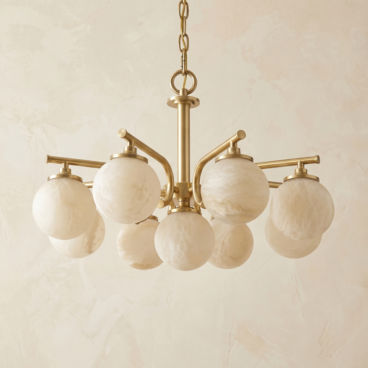 Brass 9-orb 91064 (extra) Alabaster Pendant Light — D720 — mra-brass-9-orb-91064-extra-d720-dark