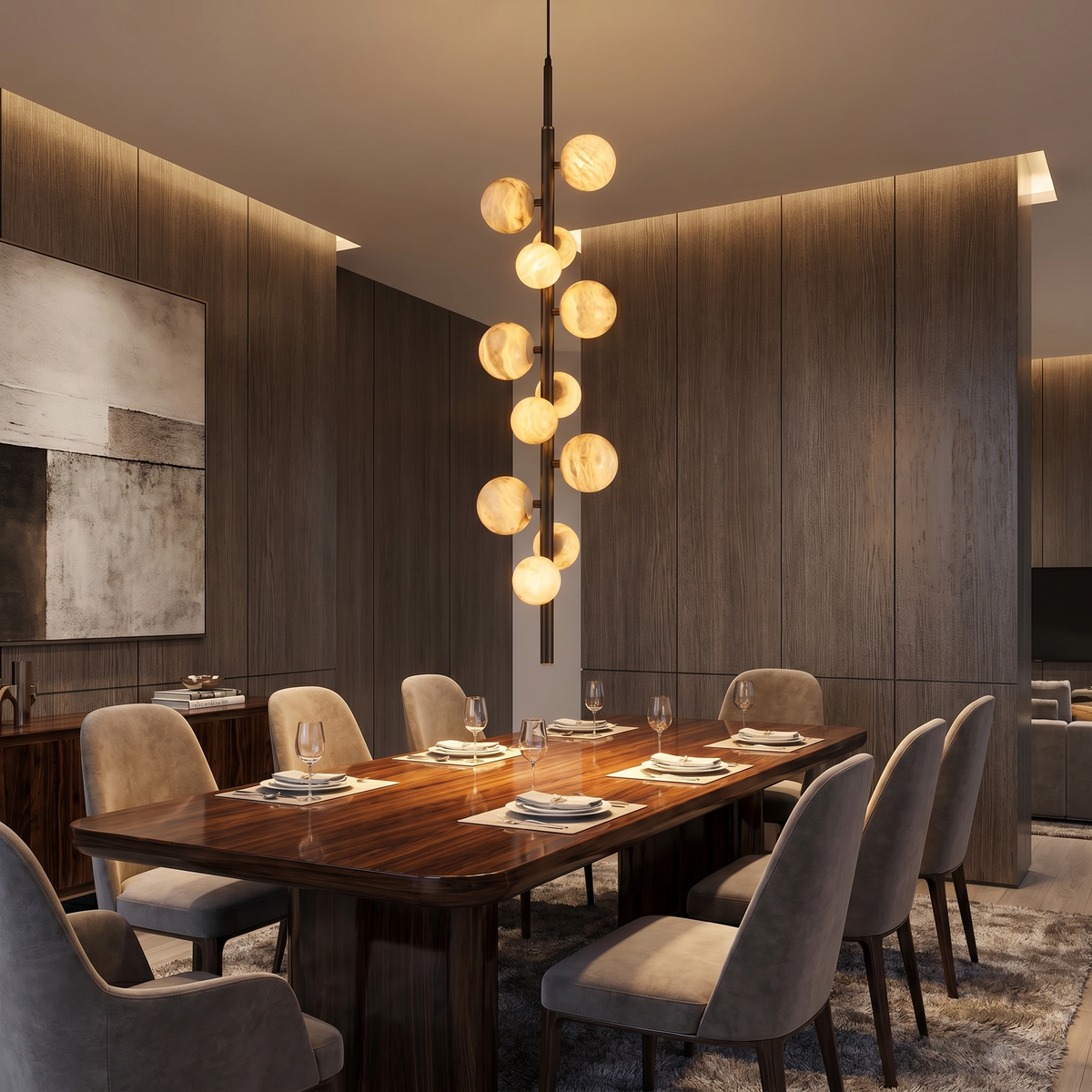 Vertical Orb Cascade Alabaster Pendant Light — D380 — mra-vertical-orb-cascade-91021-d380-scene-1