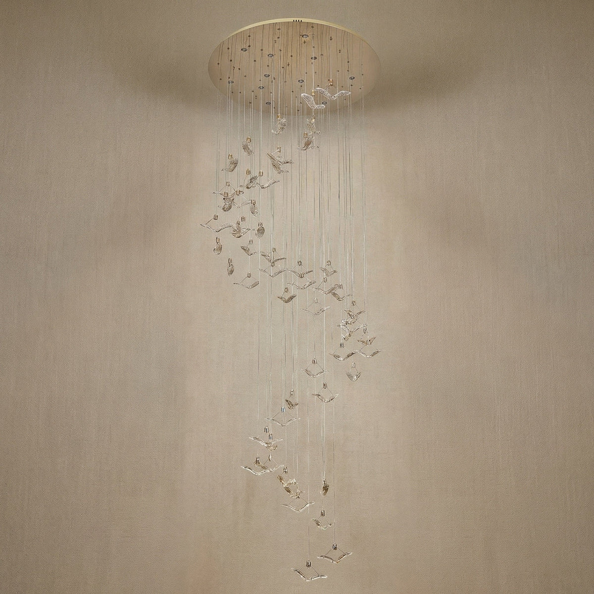 Blush Series Grand Cascading Glass Pendant Light Style A - dark