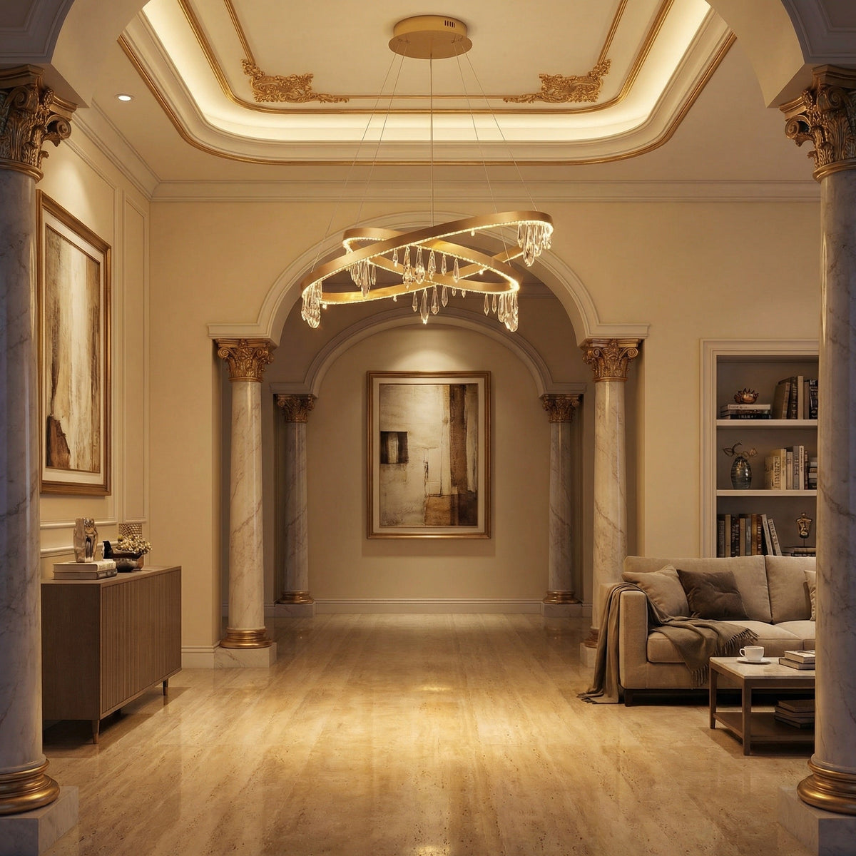 Yiosi Series Nested Crystal Pendant Light Style E - scene-3