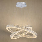 Blush Vera 2-tier nested crystal & alabaster chandelier with chrome finish — modern dining pendant