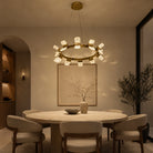 Detail of the sculpted metal with champagne gold finish