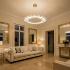 Glass Ring Chandelier in a dining room