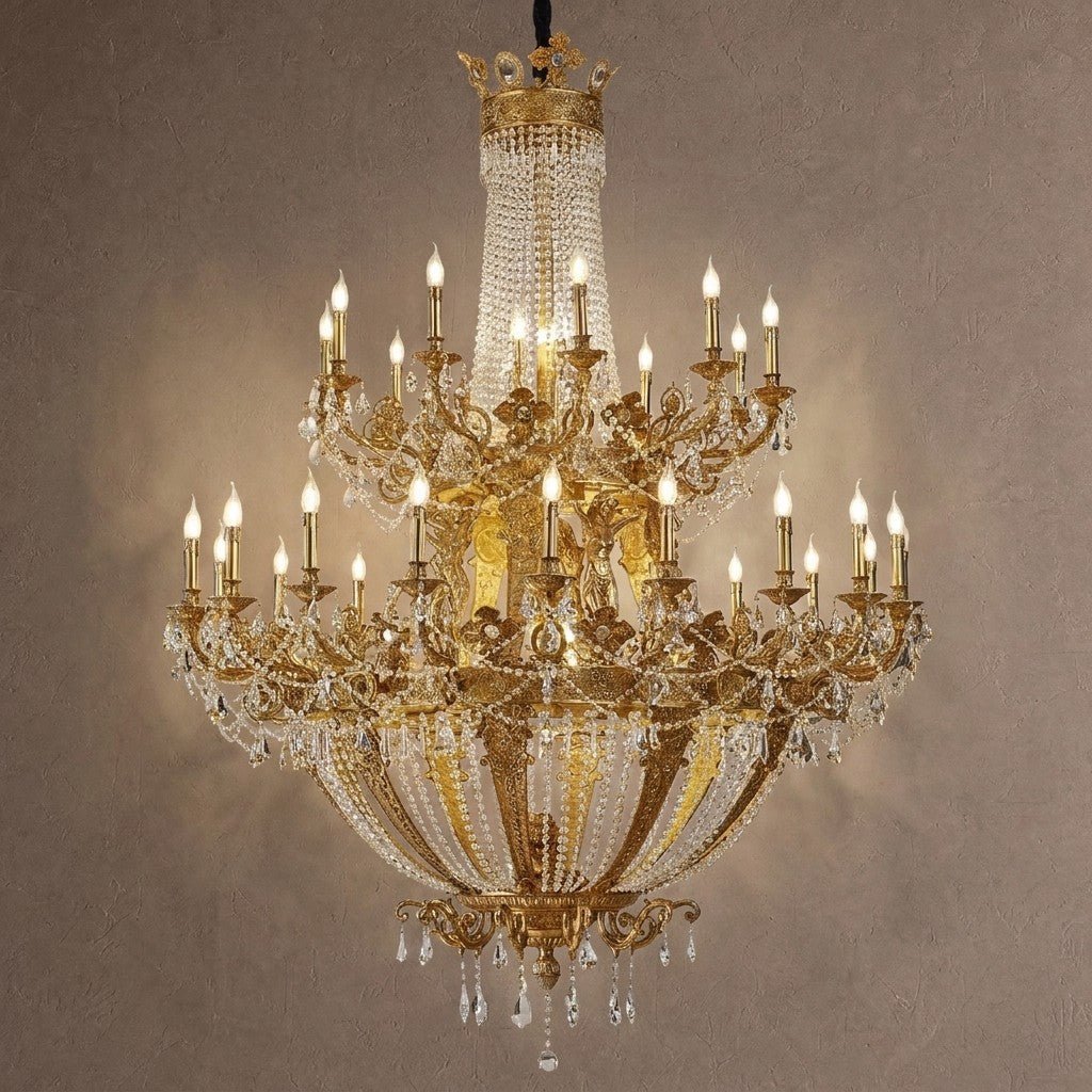 Zaira Opulent Chandelier - ∅ 62.2″ x H 82.7″Brass & ClearBlushlighting