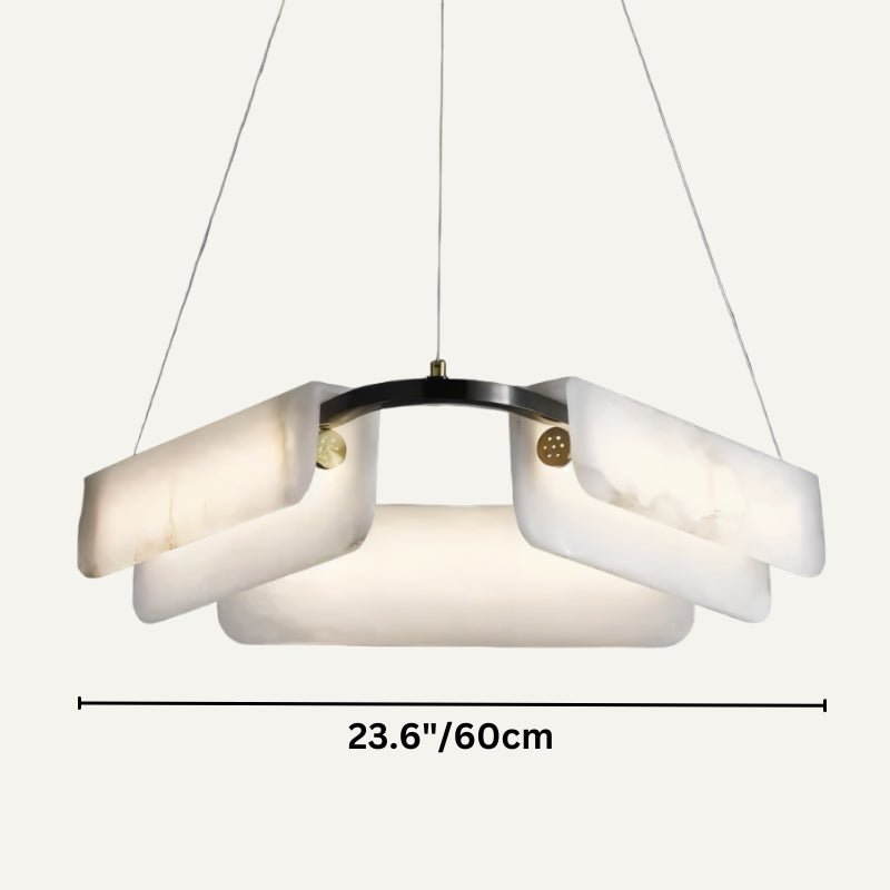 Zazu Alabaster Chandelier-Chandelier-Blushlighting-D23.6"(60cm)-Trichromatic (No Remote 3000K/4000K/6000K)-Blushlighting
