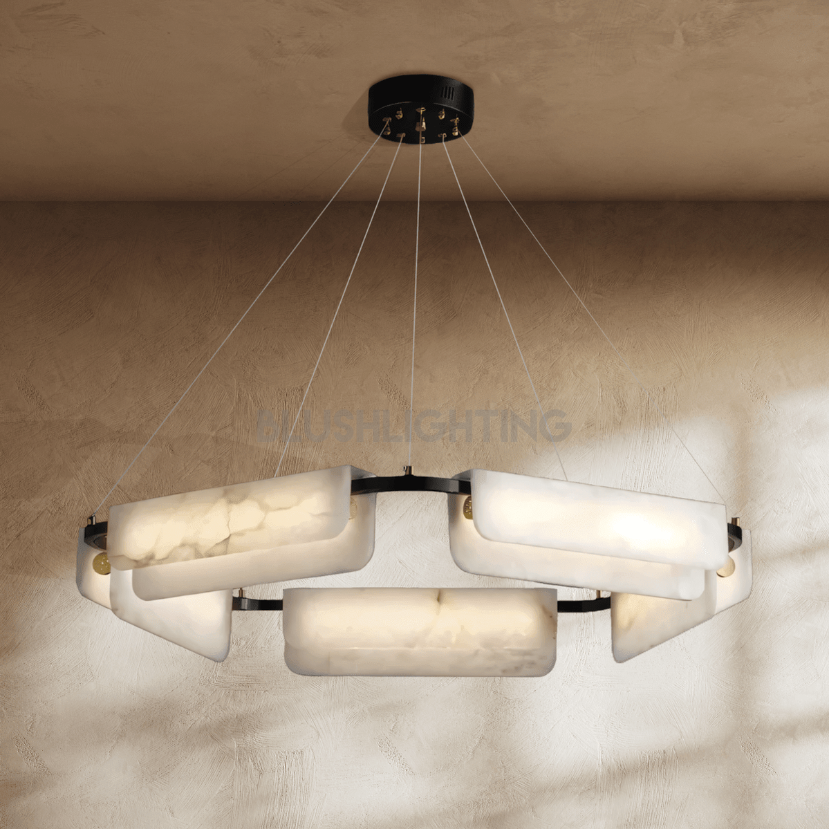 Zazu Alabaster Chandelier - D23.6"(60cm)Trichromatic (No Remote 3000K/4000K/6000K)Blushlighting