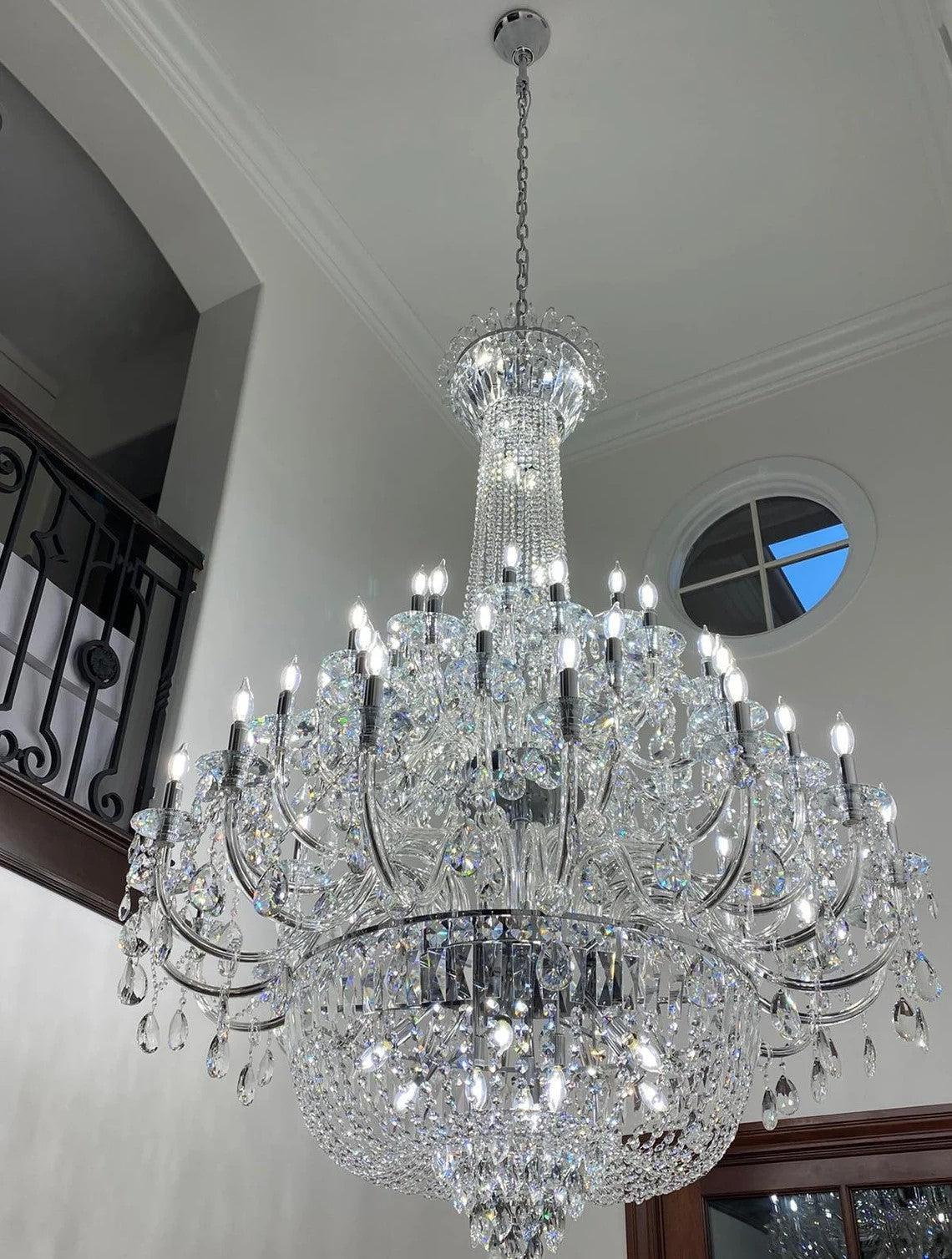 Extra Large European-style Multi-layers Candle Luxury Crystal Chandelier GBUd Art Foyer/Staircase Decorative Light Fixture